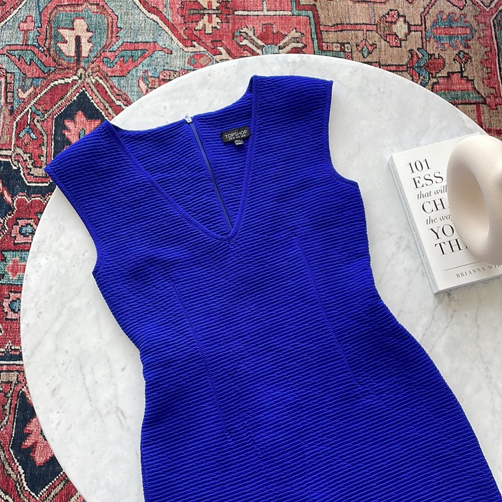 TOPSHOP royal blue v-neck dress